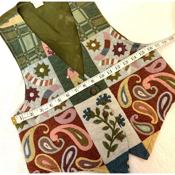 Vintage Backyard Blues Vest Tapestry Floral Paisley Small - Picture 4 of 8